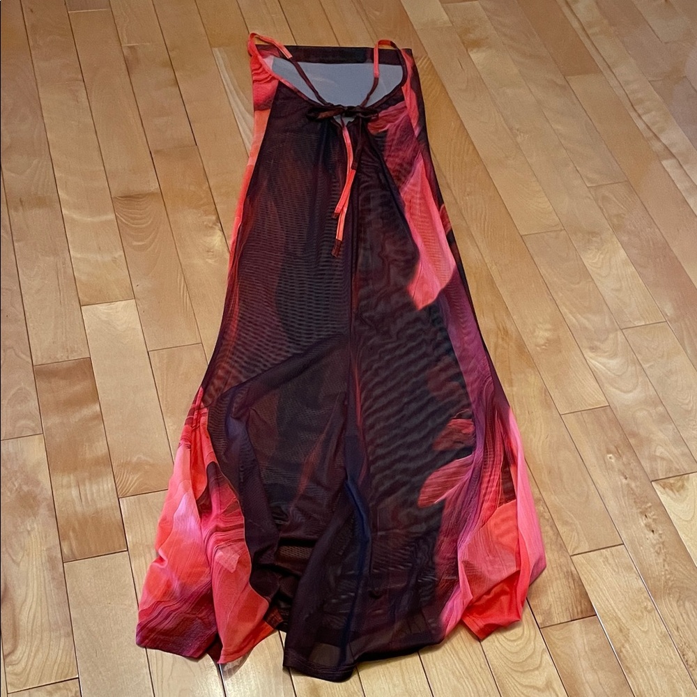 M.  Gorgeous Black and Red Sheer Dress